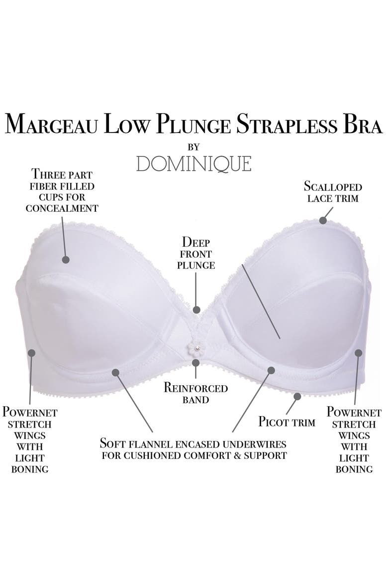 Margeau Low Plunge Strapless Bra, Alternate, color, White