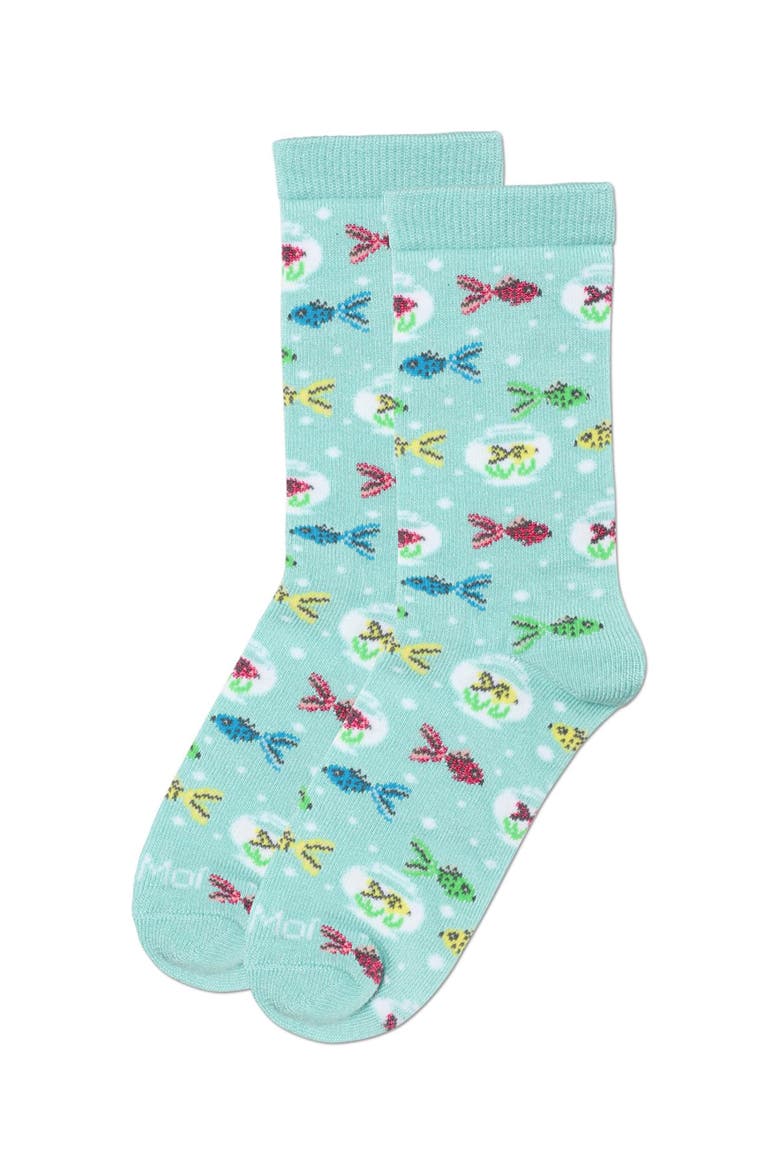 Goldfish Crew Socks, Alternate, color, Aqua