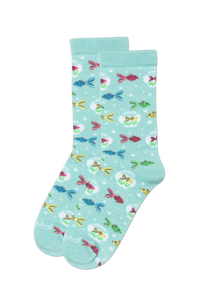 MeMoi Goldfish Crew Socks, Alternate, color, Aqua