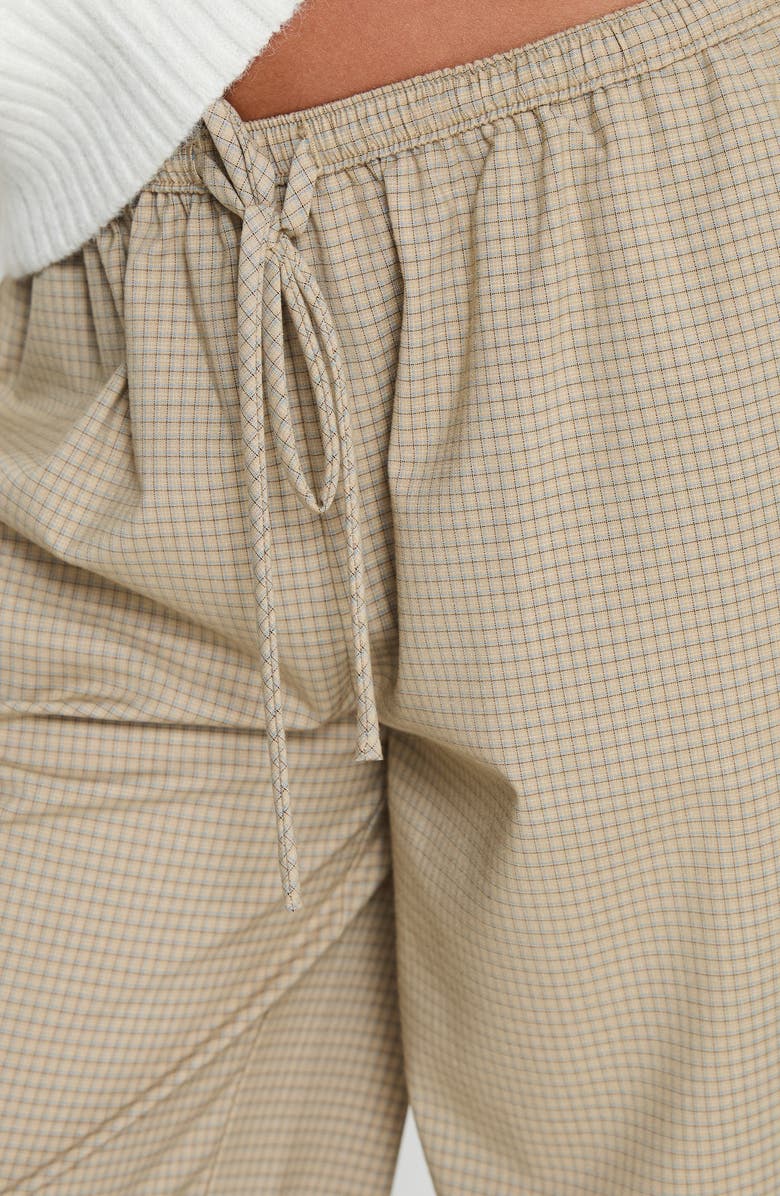 Princess Polly Ketrina Plaid Wide Leg Drawstring Pants, Alternate, color, Beige Plaid