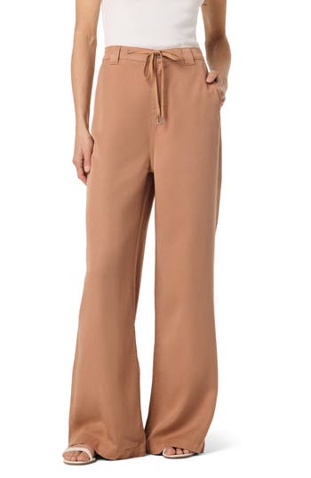 Hudson Jeans High Waist Tie Front Wide Leg Pants In Camel