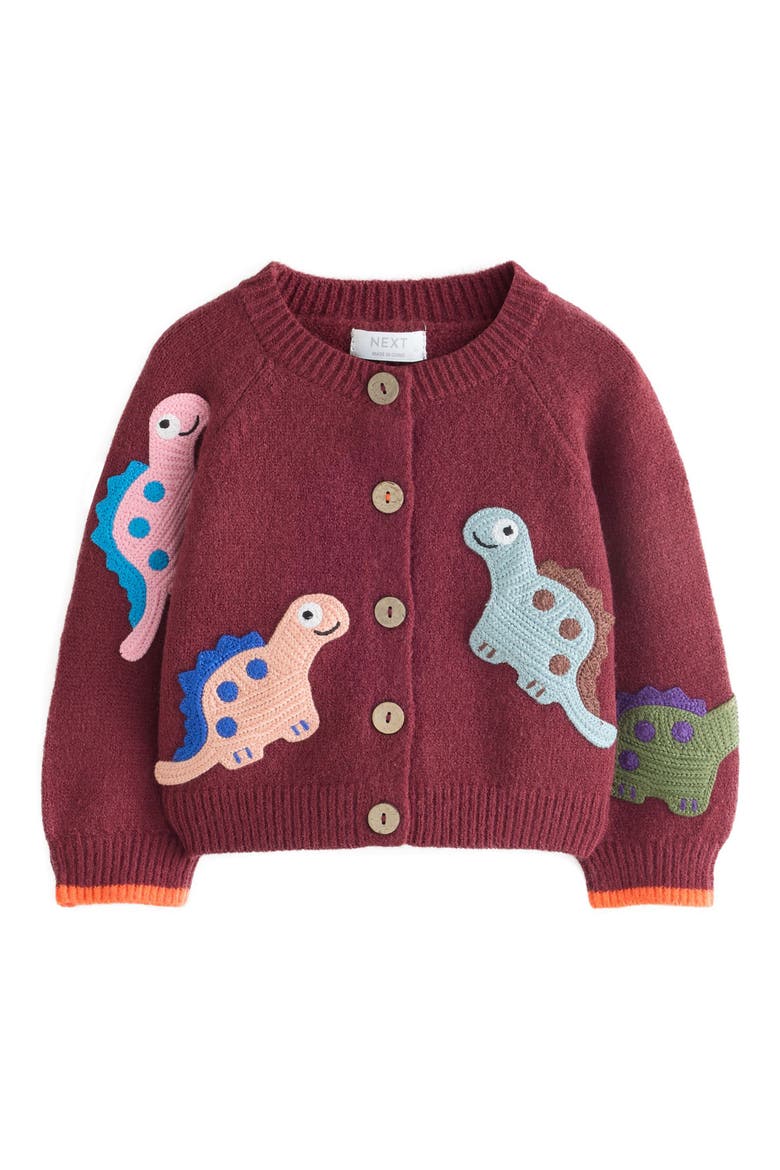 Kids' Dinosaur Embroidered Cardigan, Main, color, RED