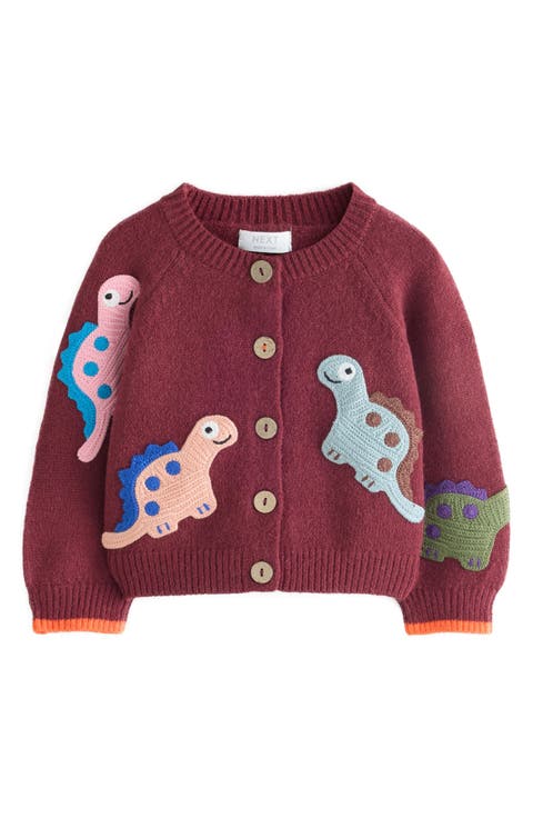 Kids' Dinosaur Embroidered Cardigan