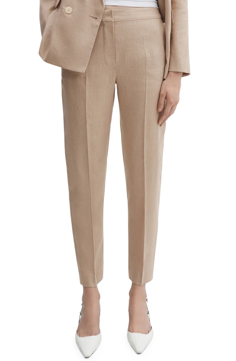 MANGO Straight Leg Linen Pants, Main, color, 