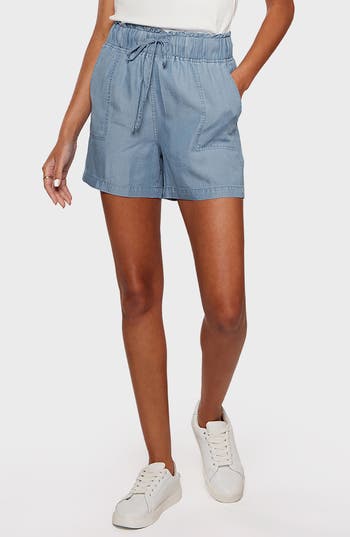 Matty M . Alex Pull-on Chambray Shorts In Blue