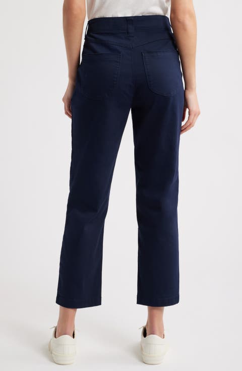 Skyrise Slim Straight Leg Twill Pants