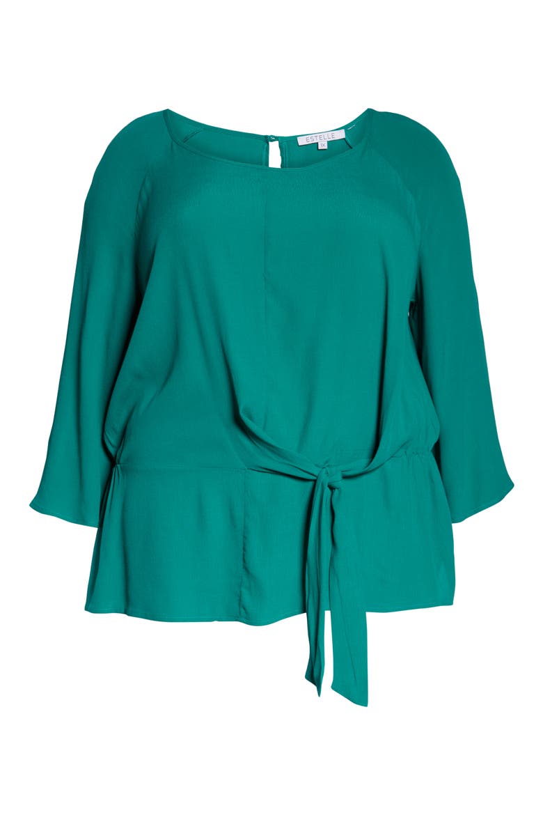 Rio Tie Front Blouse, Alternate, color, KELLY GREEN