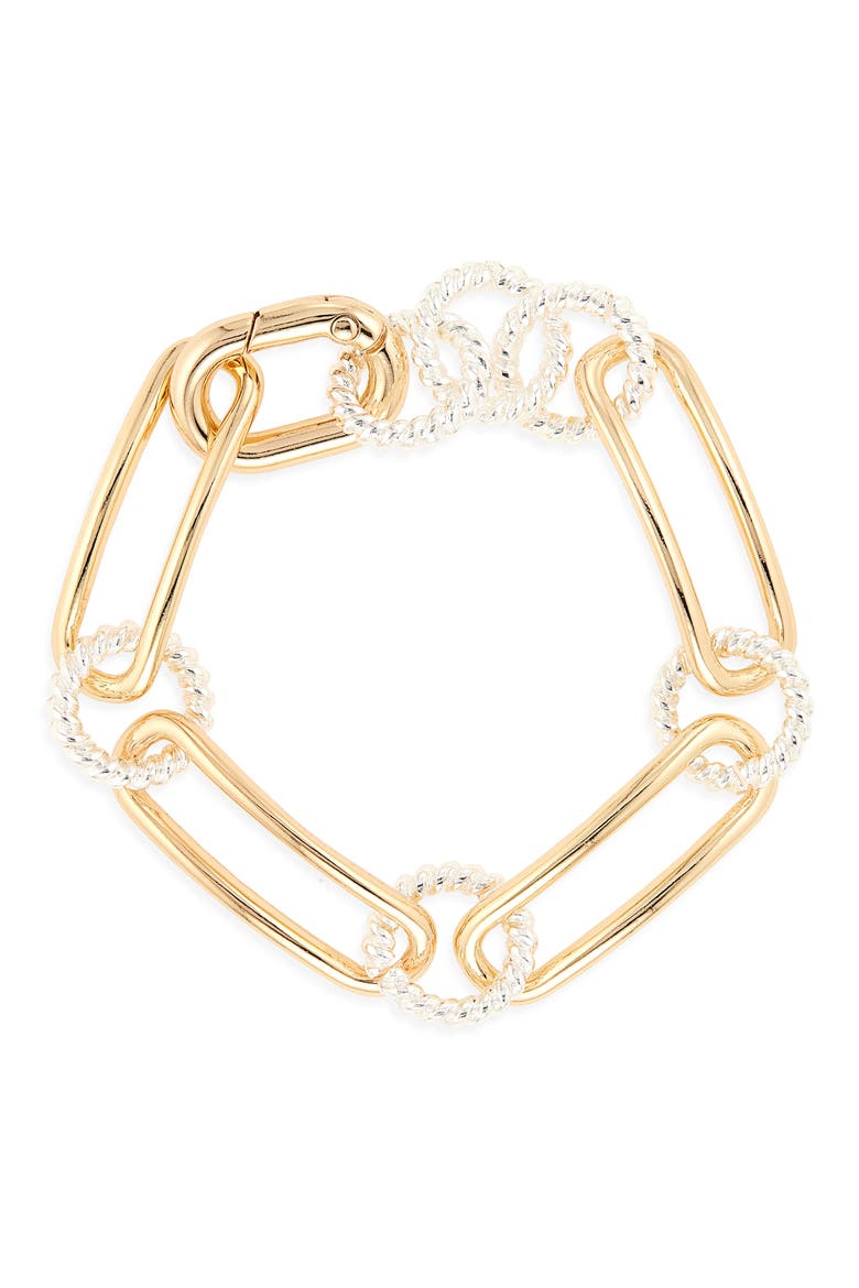 Two-Tone Mixed Chain Bracelet, Main, color, GOLD- SILVER
