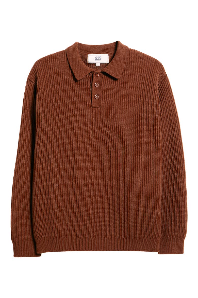 Nicolas Rib Polo Sweater, Alternate, color, BROWN