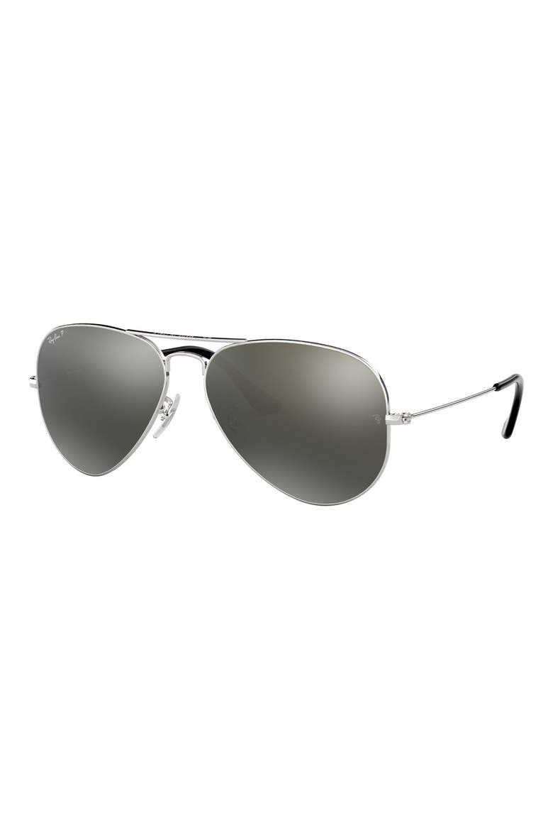 Standard Icons 58mm Mirrored Polarized Aviator Sunglasses, Alternate, color, GREY SILVE