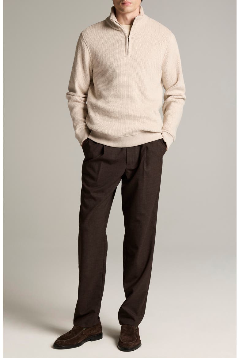 Brushed Waffle Quarter Zip Pullover, Alternate, color, H OATMEAL