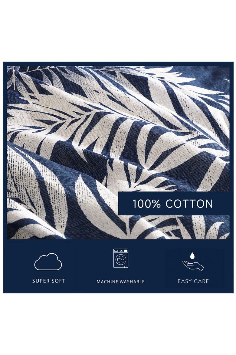 Marina Leaf Cotton Comforter Set, Alternate, color, NAVY/ WHITE