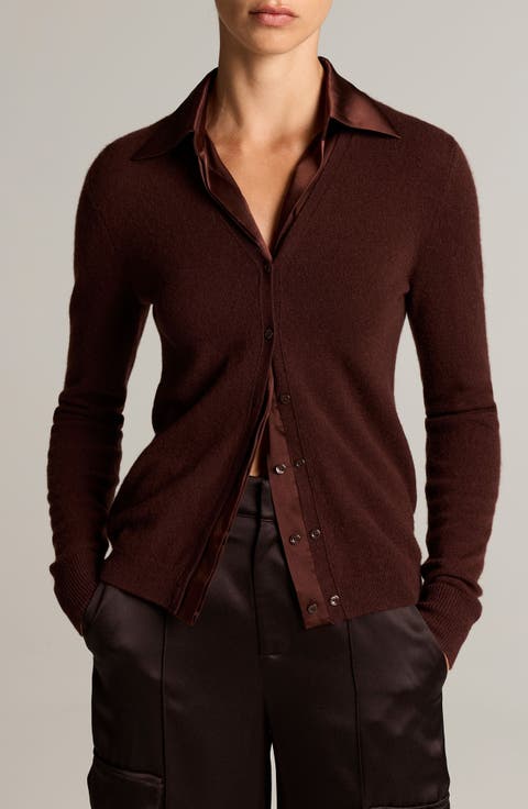 Mixed Media Cashmere Cardigan