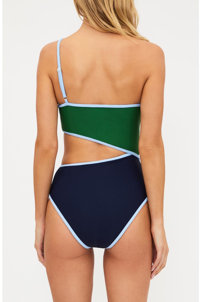 Liora Colorblock Rib One-Piece Swimsuit, Alternate, color, IVY COLORBLOCK