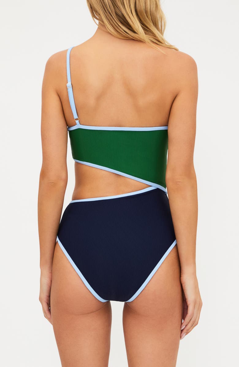 Beach Riot Liora Colorblock Rib One-Piece Swimsuit, Alternate, color, Ivy Colorblock