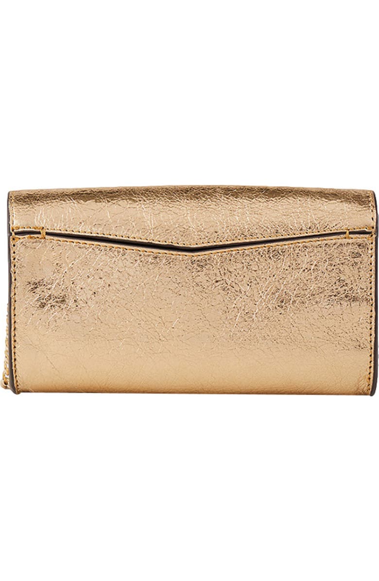 SANDRO Gold leather clutch bag, Alternate, color,
