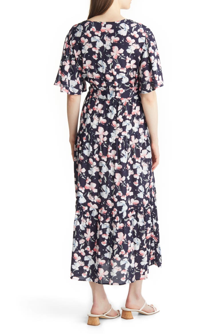 Floral Faux Wrap Maternity Maxi Dress, Alternate, color, NAVY