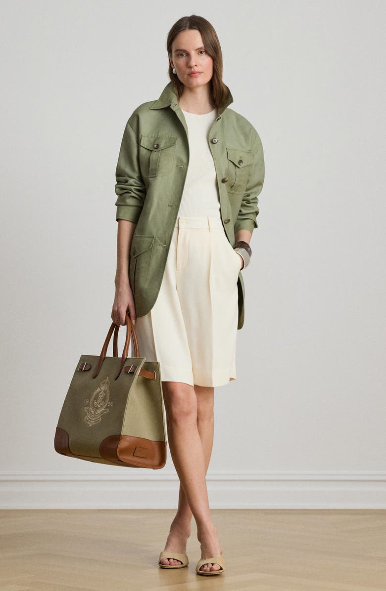 Lauren Ralph Lauren Linen Blend Field Jacket, Alternate, color, Light Agave Green