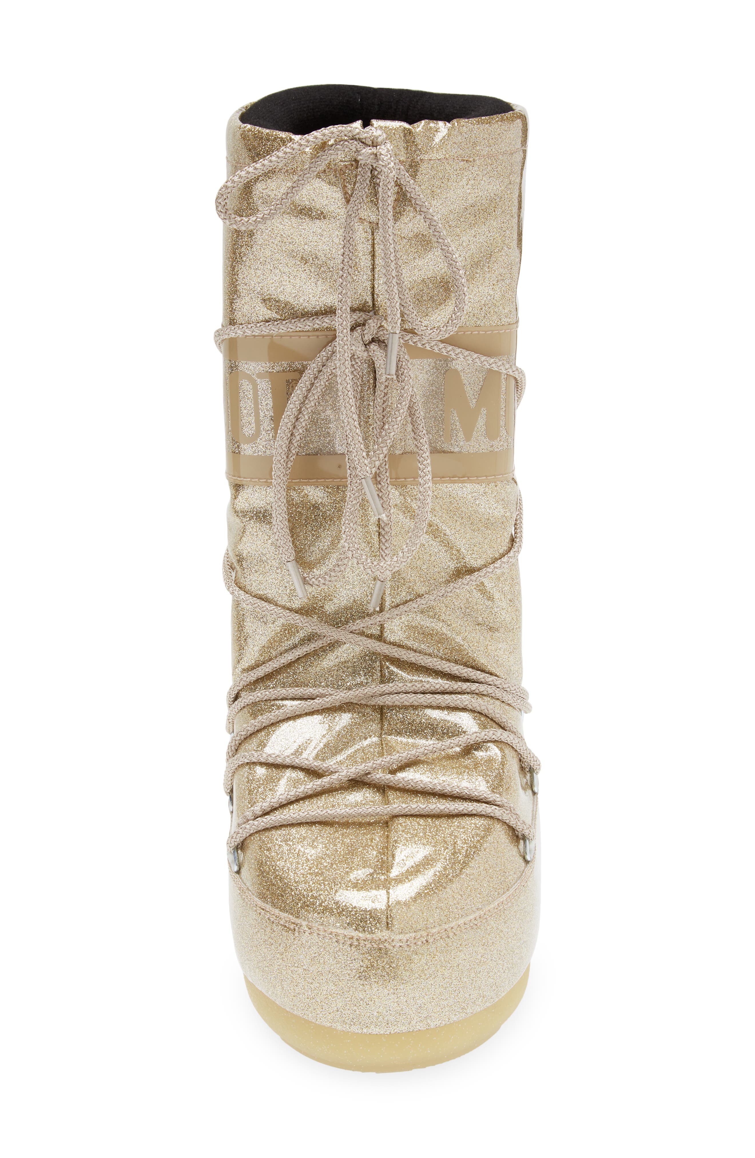 Moon Boot<sup>®</sup> Kids' Metallic Glitter Icon Water Repellent Moon Boot<sup>®</sup>, Alternate, color, 