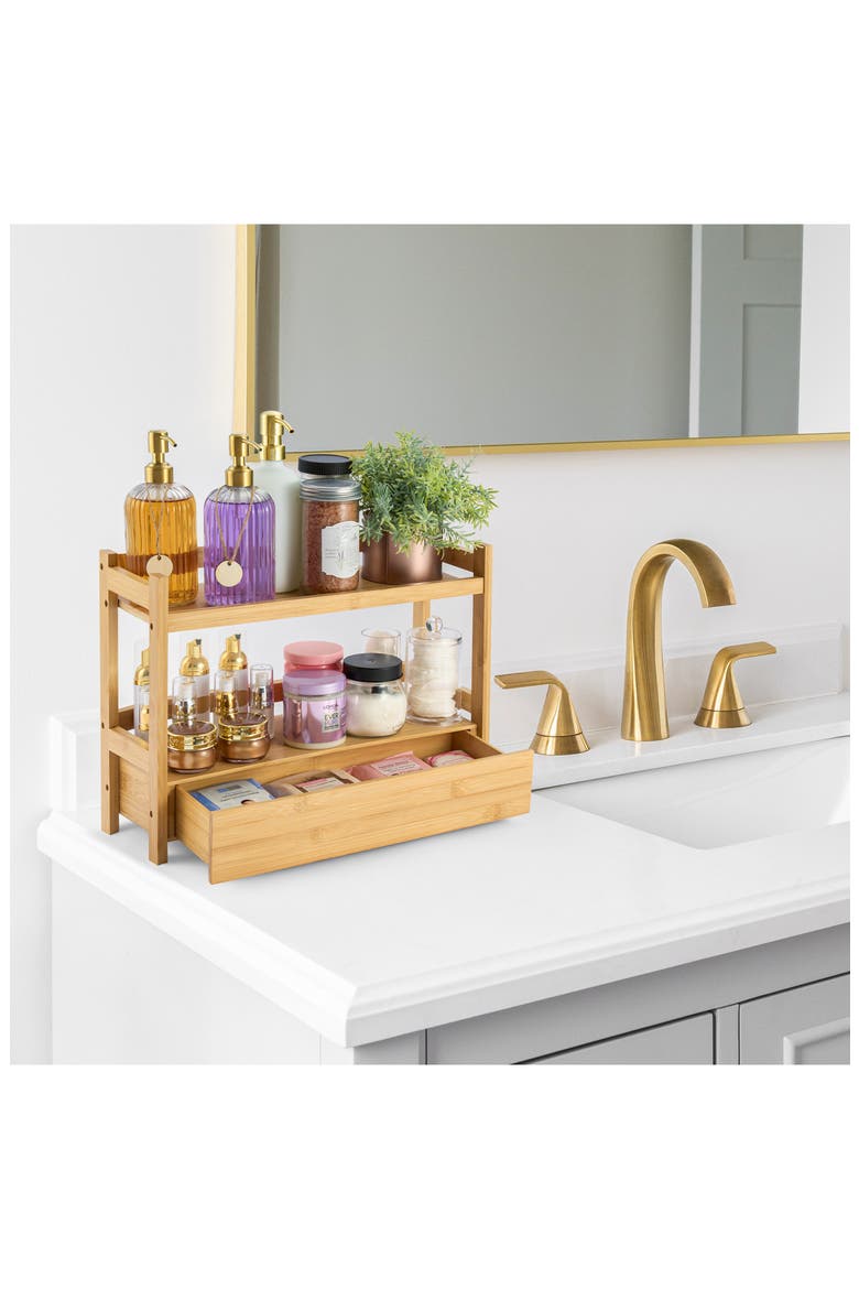 Two-Tier Countertop Organizer, Alternate, color, NATURAL