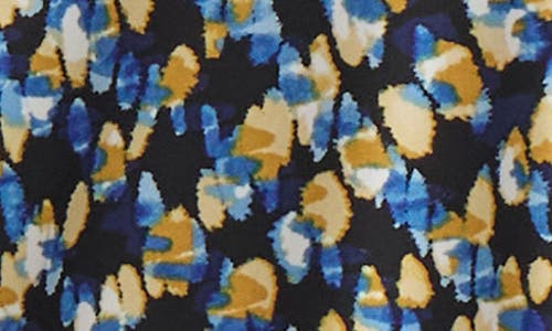 Jones New York Abstract Keyhole Three-quarter Sleeve Crepe Top In Blue