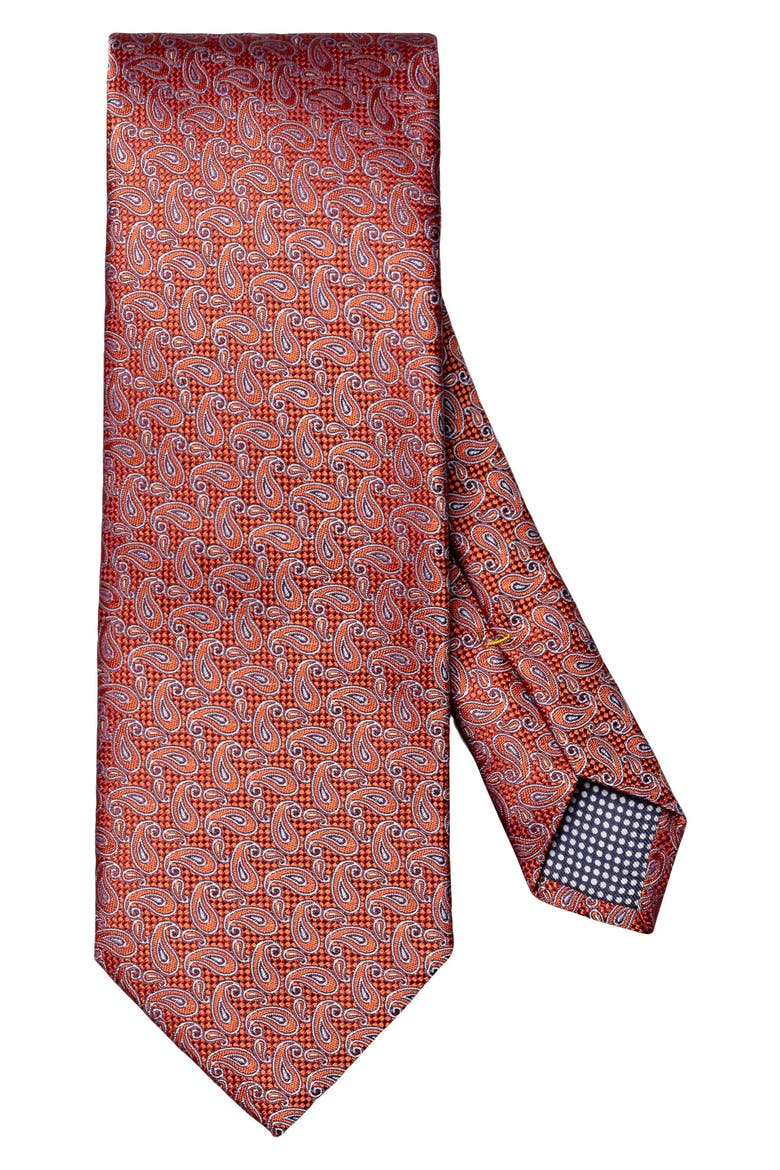 Paisley Silk Tie, Main, color, MEDIUM ORANGE