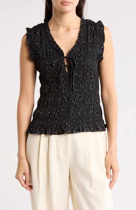 MELLODAY Sleeveless Smocked Top