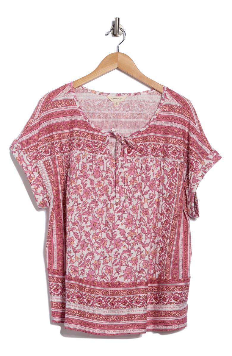 Lucky Brand Mix Print Top, Alternate, color, Pink Combo