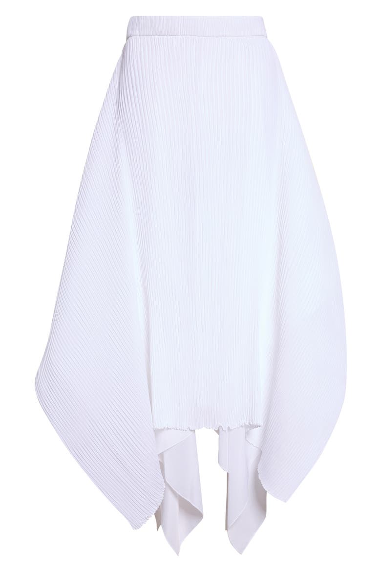 Pleated Handkerchief Hem Midi Skirt, Main, color, WHITE