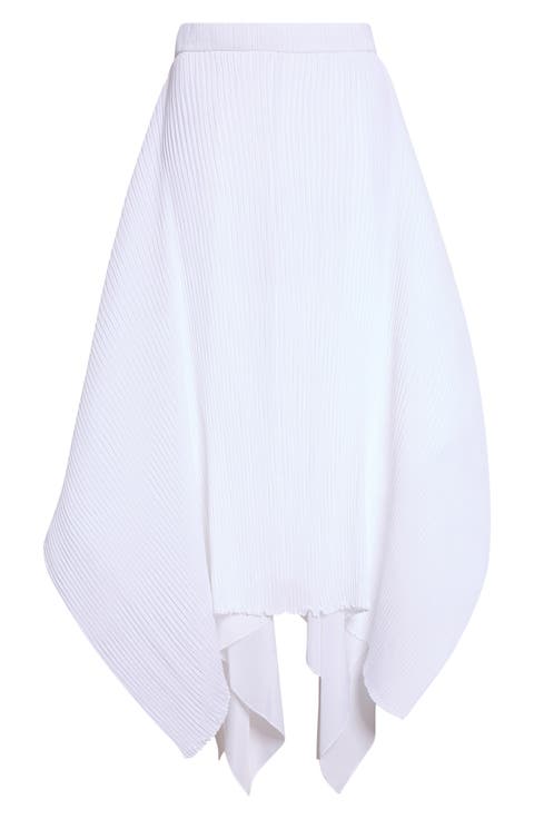 Pleated Handkerchief Hem Midi Skirt