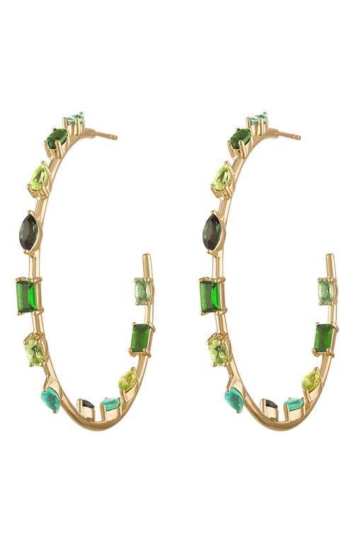 Eden Presley Large Goddess Green Sapphire Hoop Earrings In Gold
