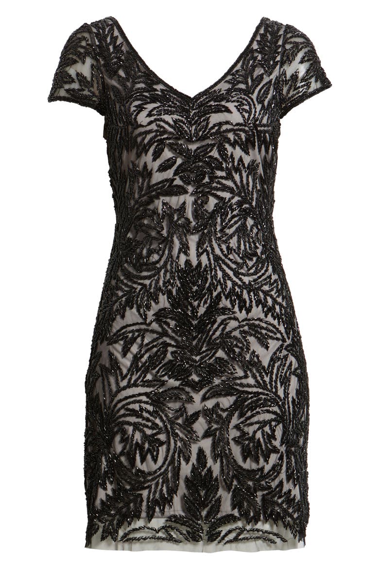 Beaded A-Line Minidress, Alternate, color, BLACK 001