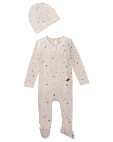 2 Piece Set Star-Pattern Footie and Beanie