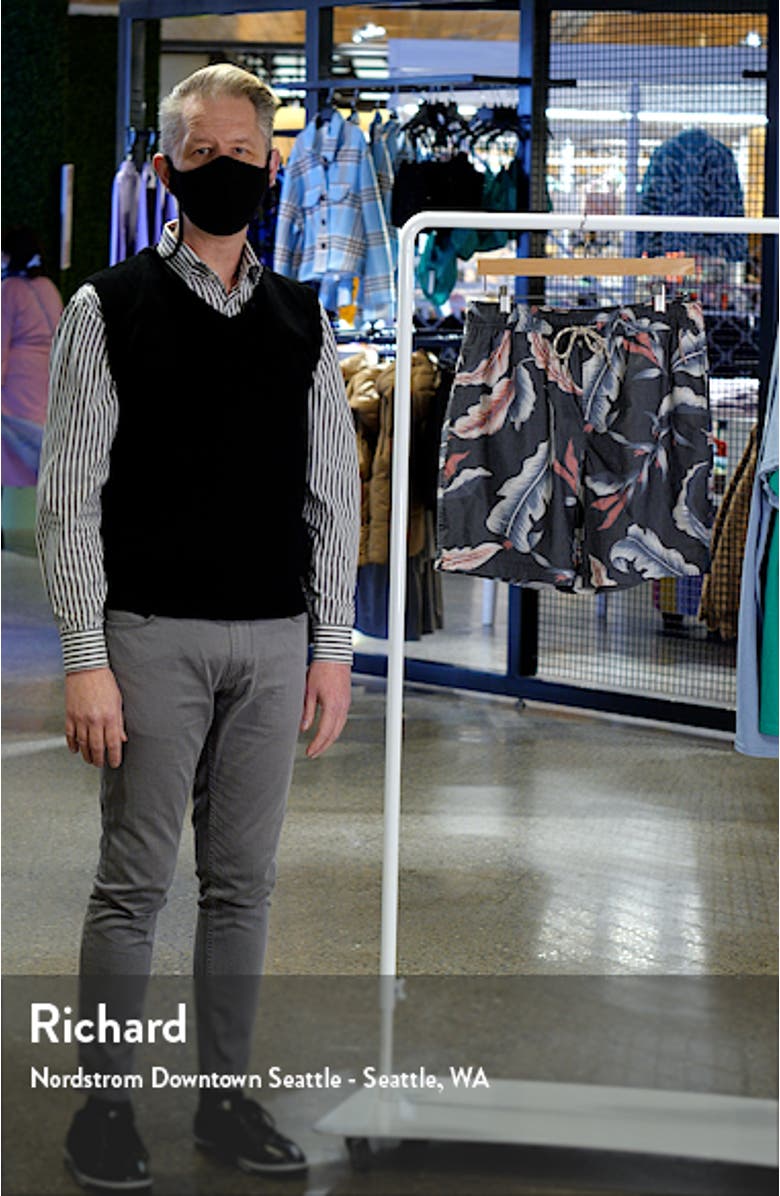 Kian Leaf Print Swim Trunks, sales video thumbnail