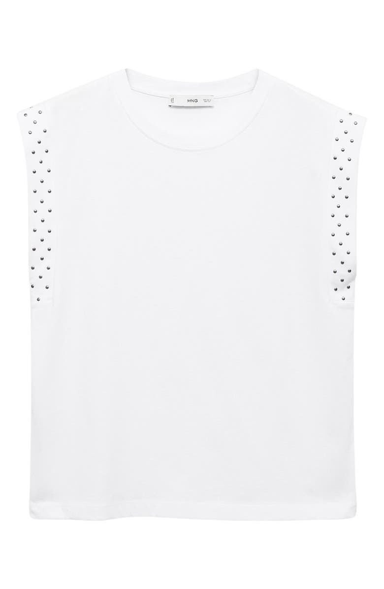 MANGO Studded Cap Sleeve T-Shirt, Alternate, color, White