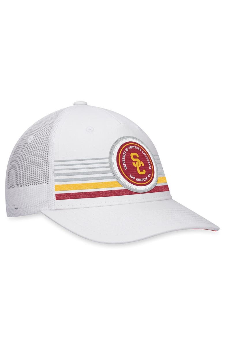 TOP OF THE WORLD Men's Top of the World White USC Trojans Top Trace Trucker Snapback Hat, Alternate, color, White