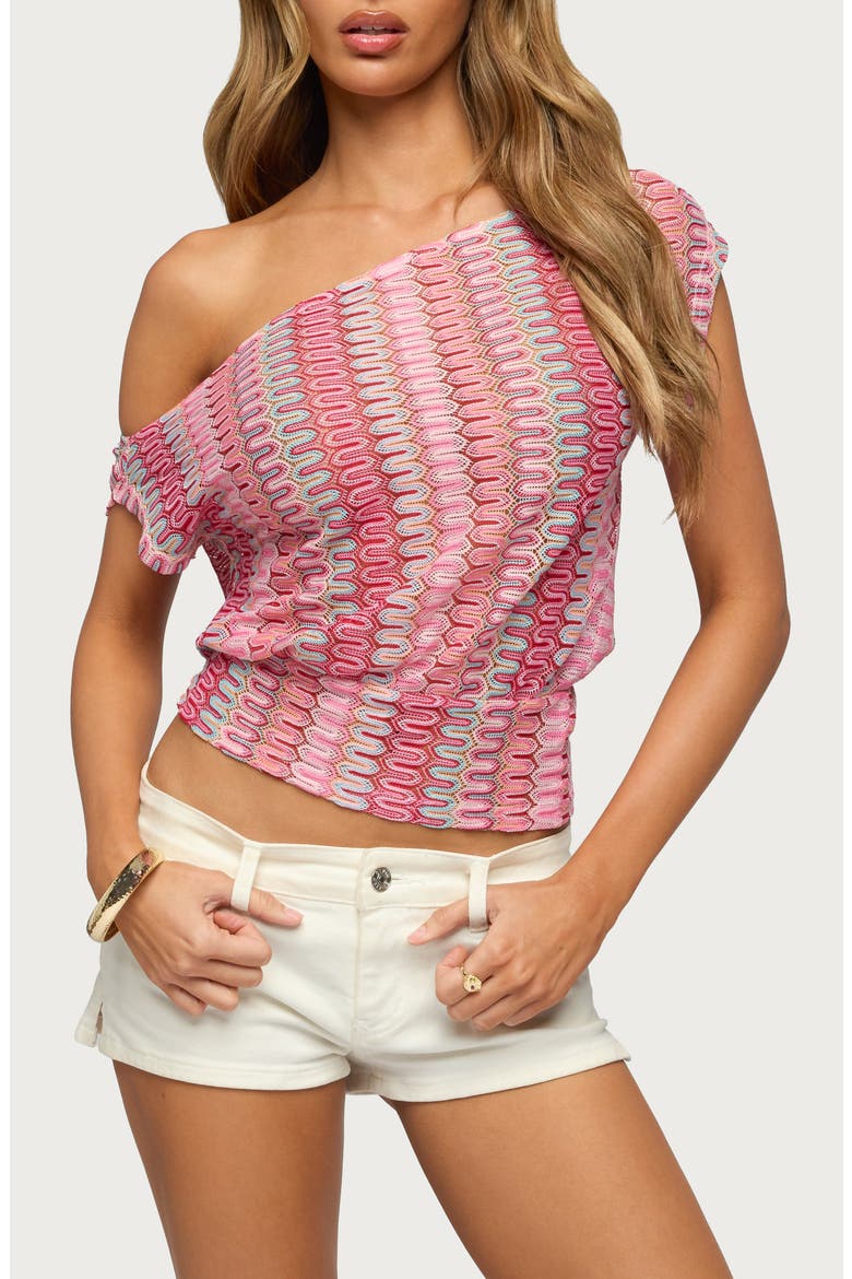 Taniya Off the Shoulder Zigzag Knit Crop Top (Women) | Nordstrom