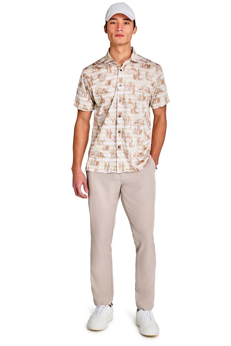 Regular Fit Desert Recycled Performance Golf Button-Down Shirt, Alternate, color, SANDSTONE
