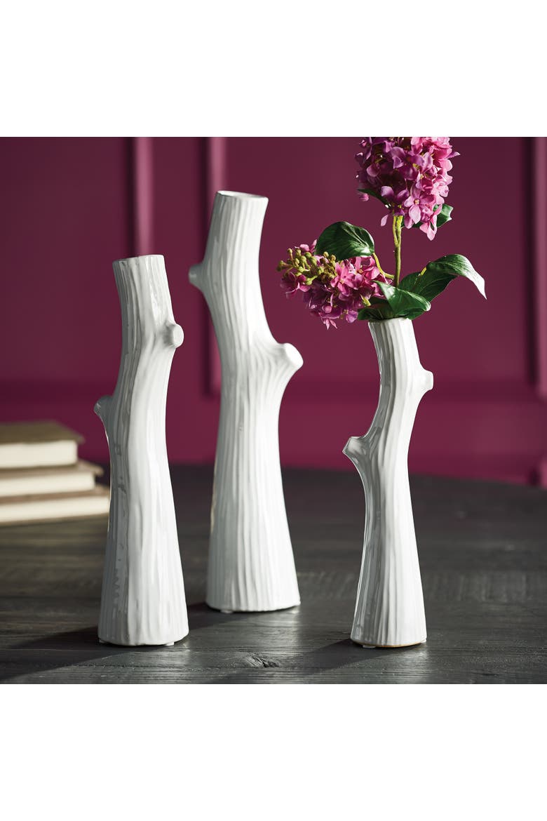 Woodland Tall Vases Set of 3, Alternate, color, White
