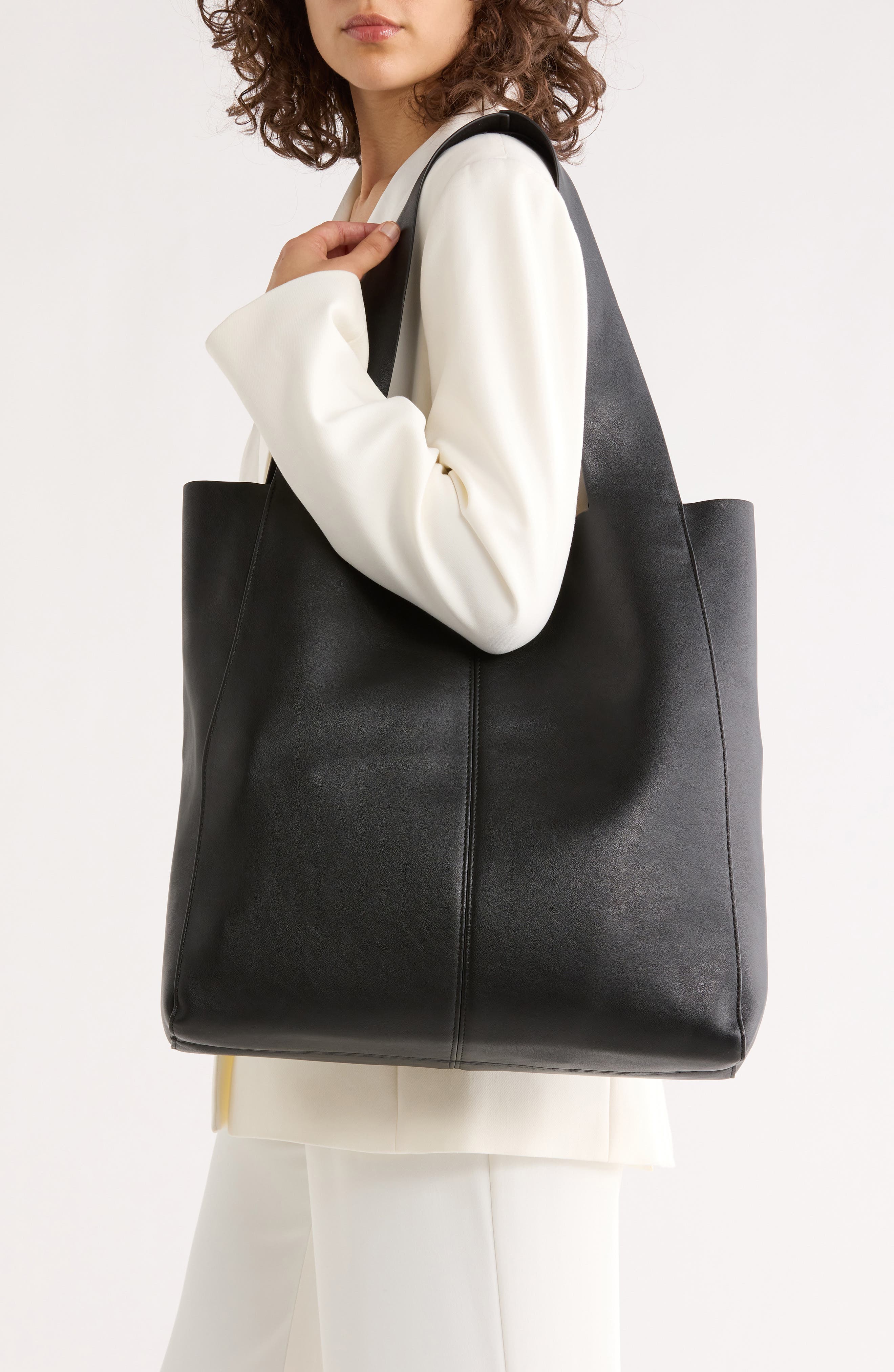 BCBG Double Strap Hobo Bag, Alternate, color, Black