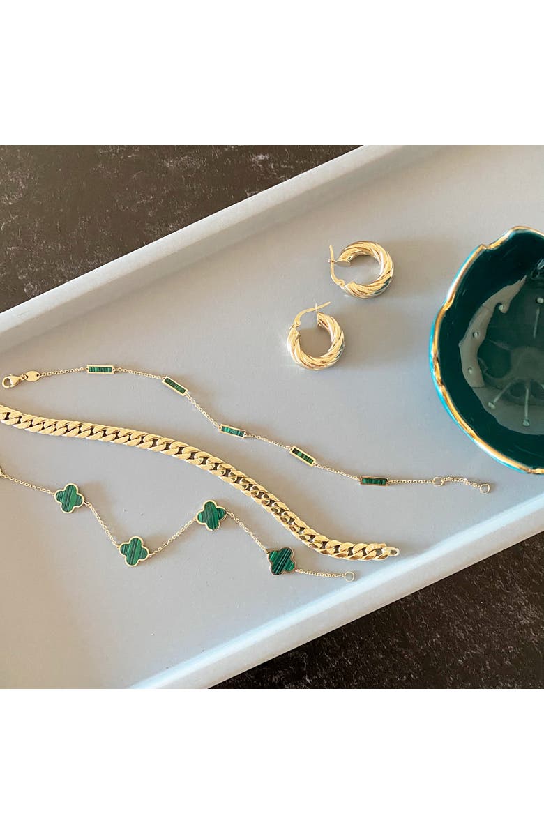 The Lovery Fine Jewelry Malachite Bar Chain Bracelet, Alternate, color, Green