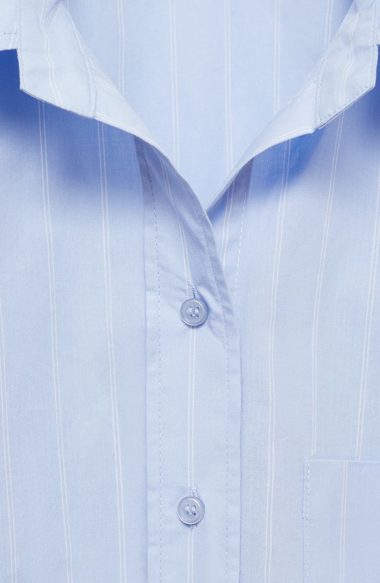 MANGO Side Gather Cotton Poplin Button-Up Shirt, Alternate, color, 