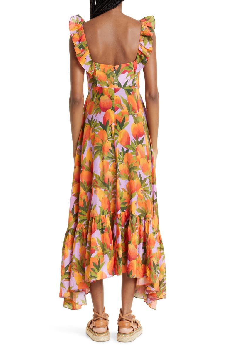 FARM Rio Mango Macaws Ruffle Cotton Blend Maxi Dress, Alternate, color, 