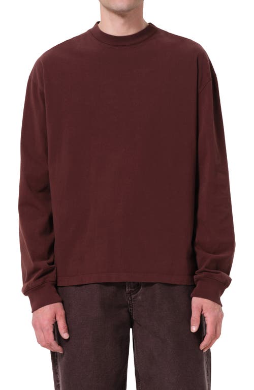 Agolde Asha Long Sleeve Cotton T-shirt In Burgundy