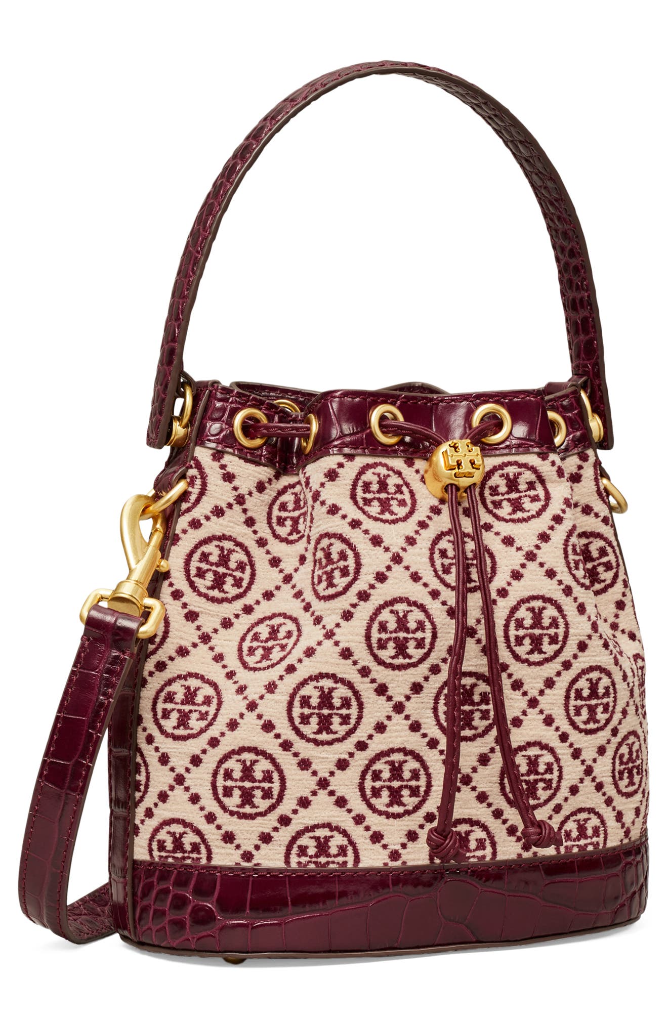 Tory Burch T Monogram Chenille Bucket Bag, Alternate, color, 