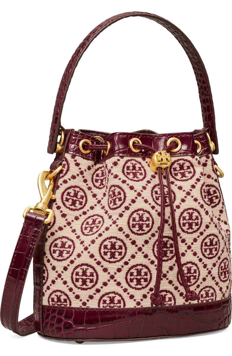 Tory Burch T Monogram Chenille Bucket Bag, Alternate, color,