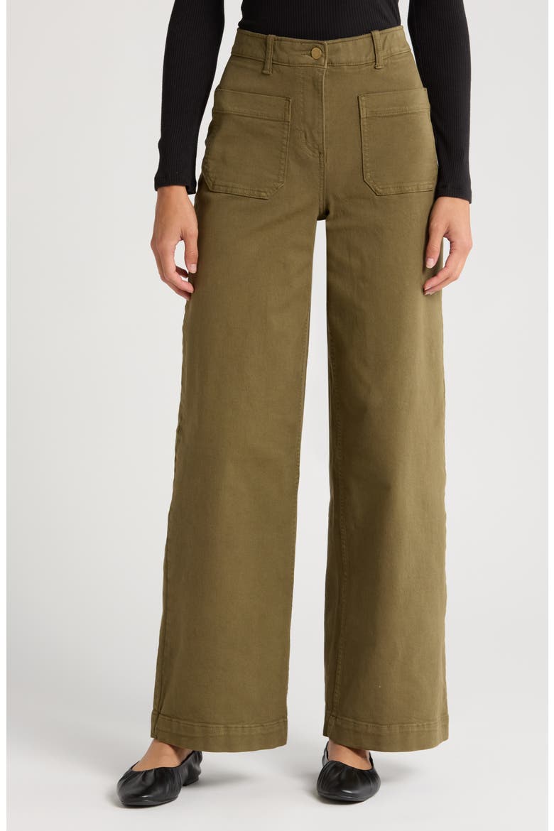 Ultra High Waist Patch Pocket Wide Leg Pants, Main, color, OLIVE BURNT