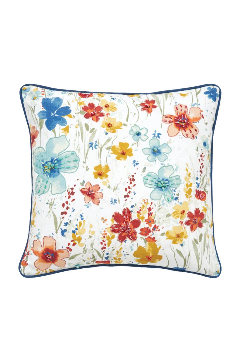 Sheila Floral Accent Pillow, Main, color, Blue