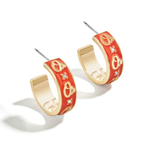 x BaubleBar Baltimore Orioles Enamel Hoop Earrings