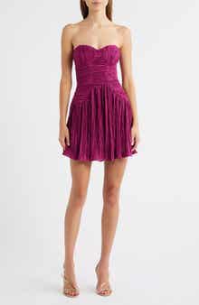 Lulus Greer Plissé Strapless Minidress